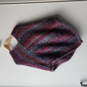 Handmade Rainbow Boucle Knit Poncho